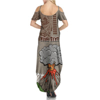 Aloha Volcano Custom Summer Maxi Dress Mix Hawaiian Kakau Tribal LT03 - Polynesian Pride