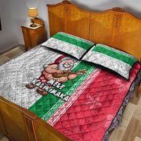 Hawaii Mele Kalikimaka Quilt Bed Set Santa Playing Ukele Mix Kakau Pattern Xmas Style LT03 - Polynesian Pride