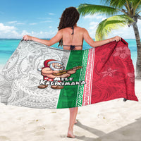 Hawaii Mele Kalikimaka Sarong Santa Playing Ukele Mix Kakau Pattern Xmas Style LT03 - Polynesian Pride