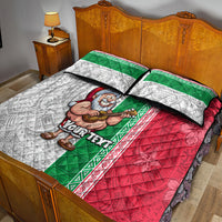 Custom Hawaii Mele Kalikimaka Quilt Bed Set Santa Playing Ukele Mix Kakau Pattern Xmas Style LT03 - Polynesian Pride