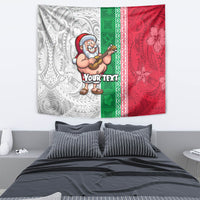 Custom Hawaii Mele Kalikimaka Tapestry Santa Playing Ukele Mix Kakau Pattern Xmas Style LT03 - Polynesian Pride