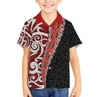New Zealand Maori Stylized Koru Family Matching Tank Maxi Dress and Hawaiian Shirt LT03 Son's Shirt Red - Polynesian Pride