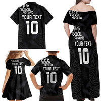New Zealand Rugby Custom Family Matching Off Shoulder Maxi Dress and Hawaiian Shirt The Champions Aotearoa