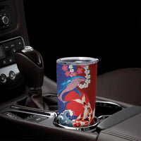 Hawaiian and Japanese Together Tumbler Cup The Whale and Koi Fish with Hinomaru and Lei
