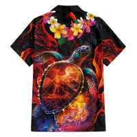 Hawaiian Turtle with Volcanic Eruption Family Matching Tank Maxi Dress and Hawaiian Shirt Hibiscus Lei and Lava Flow an Abstract Texture LT03 - Polynesian Pride