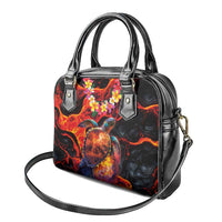 Hawaiian Turtle with Volcanic Eruption Shoulder Handbag Hibiscus Lei and Lava Flow an Abstract Texture LT03 - Polynesian Pride