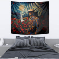 New Zealand Soldier ANZAC Day Tapestry Silver Fern Starry Night Style LT03 - Polynesian Pride