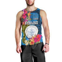 Palau Independence Day Men Tank Top 1st October 30th Anniversary Polynesian Jungle Flower