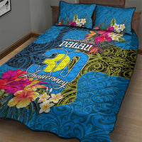 Palau Independence Day Quilt Bed Set 1st October 30th Anniversary Polynesian Jungle Flower
