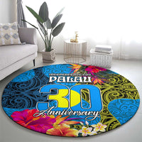 Palau Independence Day Round Carpet 1st October 30th Anniversary Polynesian Jungle Flower