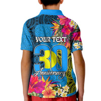 Personalised Palau Independence Day Kid Polo Shirt 1st October 30th Anniversary Polynesian Jungle Flower