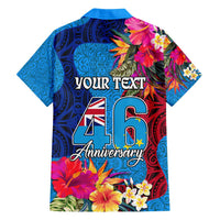 Personalised Tuvalu Independence Day Family Matching Long Sleeve Bodycon Dress and Hawaiian Shirt 1st October 46th Anniversary Polynesian Jungle Flower LT03 - Polynesian Pride
