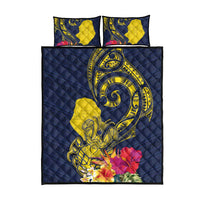 Niue Independence Day Quilt Bed Set Hiapo Pattern Hibiscus Plumeria and Uga