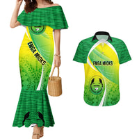 Enga Mioks Rugby Couples Matching Mermaid Dress and Hawaiian Shirt Papua New Guinea Polynesian Tattoo LT03 Green - Polynesian Pride
