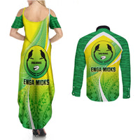 Enga Mioks Rugby Couples Matching Summer Maxi Dress and Long Sleeve Button Shirts Papua New Guinea Polynesian Tattoo LT03 - Polynesian Pride