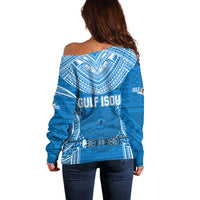 Gulf Isou Rugby Off Shoulder Sweater Papua New Guinea Polynesian Tattoo LT03 - Polynesian Pride