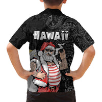 Hawaii Aloha Santa Claus Funny Polynesian Tattoo Family Matching Puletasi and Hawaiian Shirt Black Color LT03 - Polynesian Pride