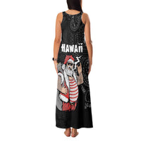 Hawaii Aloha Santa Claus Funny Polynesian Tattoo Family Matching Tank Maxi Dress and Hawaiian Shirt Black Color