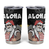 Hawaii Aloha Santa Claus Funny Polynesian Tattoo Tumbler Cup Black Color