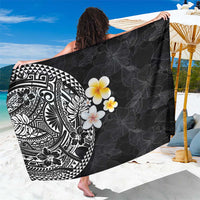Hawaiian Hibiscus and Plumeria Polynesian Tribal Tattoo Sarong Black Color