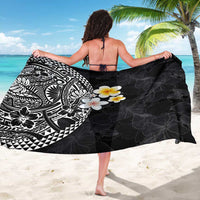 Hawaiian Hibiscus and Plumeria Polynesian Tribal Tattoo Sarong Black Color