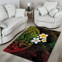 Hawaiian Hibiscus and Plumeria Polynesian Tribal Tattoo Area Rug Reggae Color