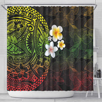 Hawaiian Hibiscus and Plumeria Polynesian Tribal Tattoo Shower Curtain Reggae Color