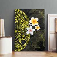 Hawaiian Hibiscus and Plumeria Polynesian Tribal Tattoo Canvas Wall Art Yellow Color