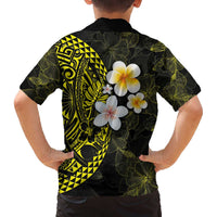 Hawaiian Hibiscus and Plumeria Polynesian Tribal Tattoo Family Matching Puletasi and Hawaiian Shirt Yellow Color LT03 - Polynesian Pride