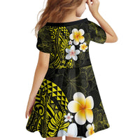 Hawaiian Hibiscus and Plumeria Polynesian Tribal Tattoo Family Matching Puletasi and Hawaiian Shirt Yellow Color LT03 - Polynesian Pride