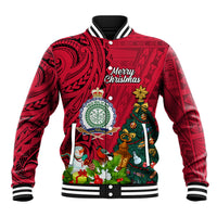 Personalised Niue Christmas Baseball Jacket Coat of Arms and Polynesian Tattoo Xmas Element Christmas Red Vibe LT03 Unisex Red - Polynesian Pride