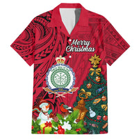 Personalised Niue Christmas Family Matching Short Sleeve Bodycon Dress and Hawaiian Shirt Coat of Arms and Polynesian Tattoo Xmas Element Christmas Red Vibe LT03 Dad's Shirt - Short Sleeve Red - Polynesian Pride