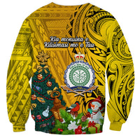 Niue Christmas Sweatshirt Coat of Arms and Polynesian Tattoo Xmas Element Christmas Yellow Vibe LT03 - Polynesian Pride