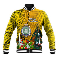 Personalised Niue Christmas Baseball Jacket Coat of Arms and Polynesian Tattoo Xmas Element Christmas Yellow Vibe LT03 Unisex Yellow - Polynesian Pride