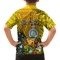 Personalised Niue Christmas Hawaiian Shirt Coat of Arms and Polynesian Tattoo Xmas Element Christmas Yellow Vibe LT03 - Polynesian Pride