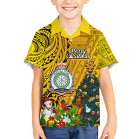 Personalised Niue Christmas Kid Hawaiian Shirt Coat of Arms and Polynesian Tattoo Xmas Element Christmas Yellow Vibe LT03 Kid Yellow - Polynesian Pride