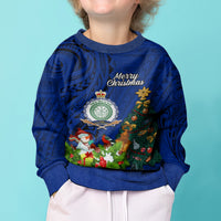 Niue Christmas Kid Ugly Christmas Sweater Coat of Arms and Polynesian Tattoo Xmas Element Christmas Blue Vibe LT03 - Polynesian Pride