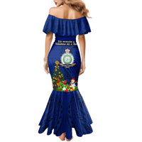 Niue Christmas Mermaid Dress Coat of Arms and Polynesian Tattoo Xmas Element Christmas Blue Vibe LT03 - Polynesian Pride