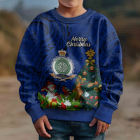 Personalised Niue Christmas Kid Ugly Christmas Sweater Coat of Arms and Polynesian Tattoo Xmas Element Christmas Blue Vibe LT03 - Polynesian Pride