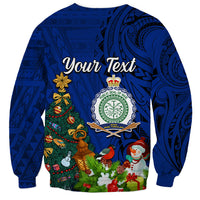 Personalised Niue Christmas Sweatshirt Coat of Arms and Polynesian Tattoo Xmas Element Christmas Blue Vibe LT03 - Polynesian Pride