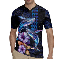 Hawaiian Whales Love Couple Rugby Jersey Hibiscus and Kakau Art Tattoo Night Sky Vibe