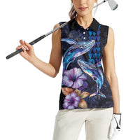 Hawaiian Whales Love Couple Women Sleeveless Polo Shirt Hibiscus and Kakau Art Tattoo Night Sky Vibe LT03 - Polynesian Pride