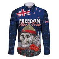New Zealand ANZAC Day Family Matching Long Sleeve Bodycon Dress and Hawaiian Shirt Freedom Ain't Free LT05 Dad's Shirt - Long Sleeve Blue - Polynesian Pride