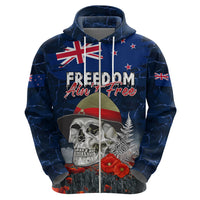 New Zealand ANZAC Day Zip Hoodie Freedom Ain't Free LT05 - Polynesian Pride