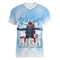 New Zealand Sky Diving Women V-Neck T-Shirt Lets Get High
