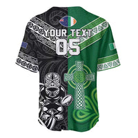 New Zealand And Ireland Rugby Custom Baseball Jersey Maori Tiki With Shamrock