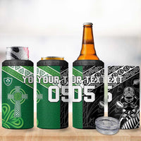 New Zealand And Ireland Rugby Custom 4 in 1 Can Cooler Tumbler Maori Tiki With Shamrock