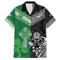 New Zealand And Ireland Rugby Custom Family Matching Summer Maxi Dress and Hawaiian Shirt Maori Tiki With Shamrock