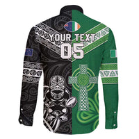 New Zealand And Ireland Rugby Custom Family Matching Tank Maxi Dress and Hawaiian Shirt Maori Tiki With Shamrock