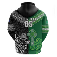 New Zealand And Ireland Rugby Custom Hoodie Maori Tiki With Shamrock